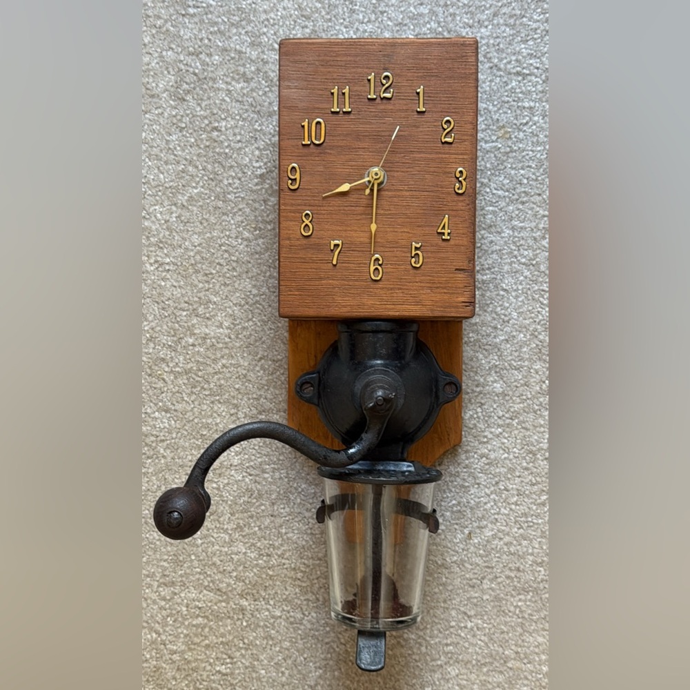Rare Vintage Homemade Coffee Grinder Clock